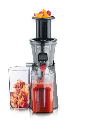 SEVERIN Slow Juicer – Entsafter für Saft, Sorbet, Eis, Marmelade uvm., elektrische Saftpresse aus Edelstahl, einfache Reinigung dank Easy-Clean Konzept, 1L Auffangbehälter, 150 Watt, ES 3571 im Sale